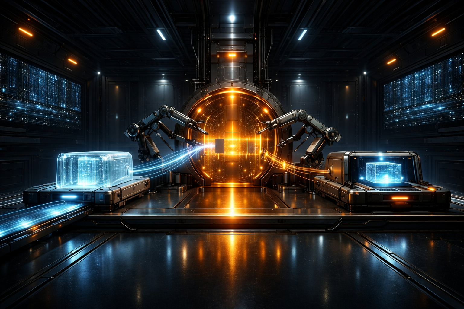 A gated machine-like environment representing a controlled transition from candidate to runtime.