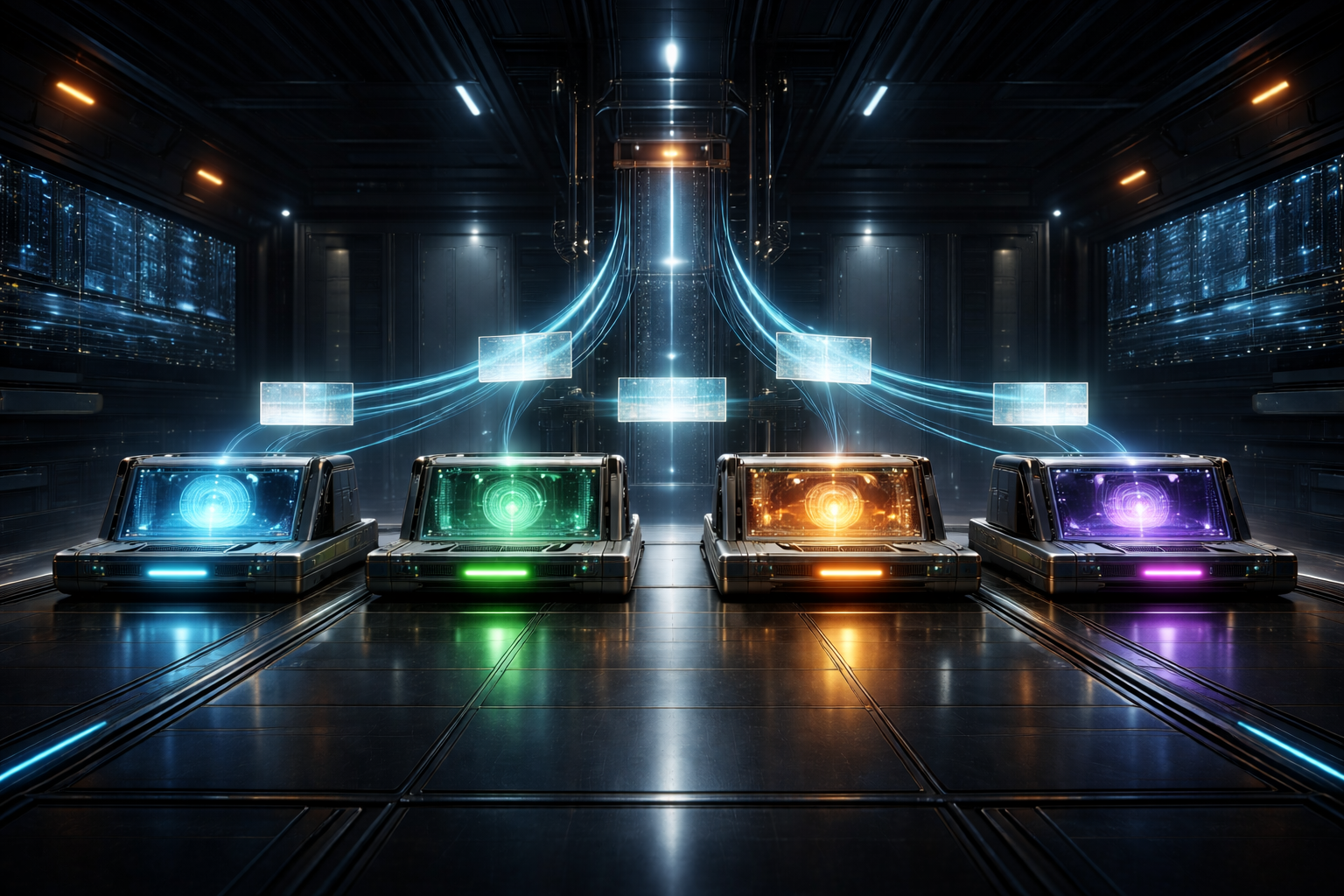 A monumental technical scene suggesting stability, memory, and repeatable structure.